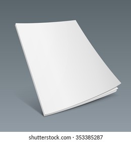 Blank Flying Cover Of Magazine, Book, Booklet, Brochure. Illustration Isolated On Gray Background. Mock Up Template Ready For Your Design. Vector EPS10