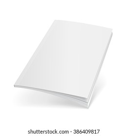 Blank Flying Cover Of Magazine, Book, Booklet, Brochure. Illustration Isolated On White Background. Mock Up Template Ready For Your Design. Vector EPS10