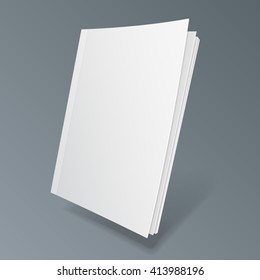 Blank Flying Cover Of Magazine, Book, Booklet, Brochure. Illustration Isolated On Gray Background. Mock Up Template Ready For Your Design. Vector EPS10