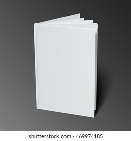 Blank Flying Cover Of Magazine, Book, Booklet, Brochure. Illustration Isolated On Dark  Background. Mock Up Template Ready For Your Design. Vector EPS10