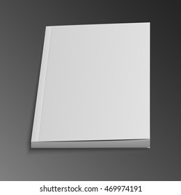 Blank Flying Cover Of Magazine, Book, Booklet, Brochure. Illustration Isolated On Dark Background. Mock Up Template Ready For Your Design. Vector EPS10