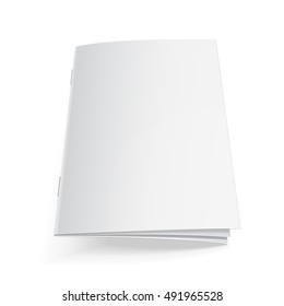 Blank Flying Cover Of Magazine, Book, Booklet, Brochure. Illustration Isolated On White Background. Mock Up Template Ready For Your Design. Vector EPS10