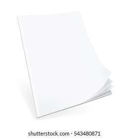 Blank Flying Cover Of Magazine, Journal, Book Or Booklet. Clear Template. EPS10 Vector