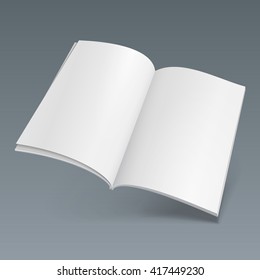 Blank Flying Magazine, Book, Booklet, Brochure, Cover. Illustration Isolated On Gray Background. Mock Up Template Ready For Your Design. Vector EPS10