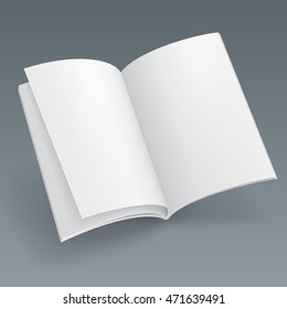 Blank Flying Magazine, Book, Booklet, Brochure, Cover. Illustration Isolated On Gray Background. Mock Up Template Ready For Your Design. Vector EPS10