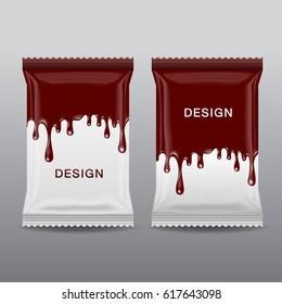 Blank Foil Food Snack pack For biscuit, wafer, crackers, sweets, vector Illustration