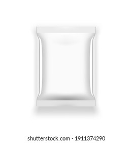 Blank Foil Food Snack Sachet Bag Packaging For Sweets, Chips, Cookies Or Candy. EPS10 Vector