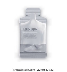 Blank Foil Sachet Bag Sampler Package For Cosmetic Cream, Mask, Shampoo. EPS10 Vector