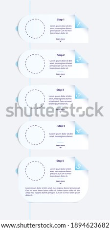 Blank fold vector infographic template. Header sections presentation design elements with text space. Data visualization with 6 steps. Process timeline chart. Workflow layout with copyspace
