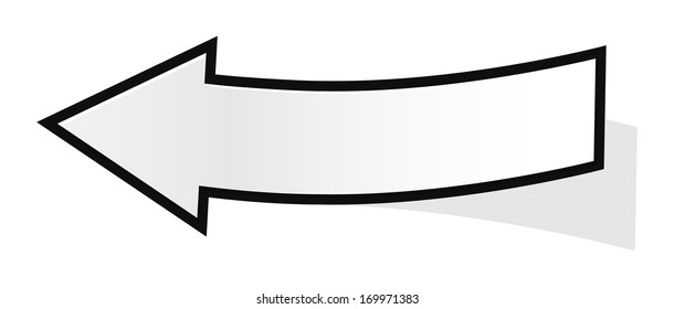 The blank folded arrow with subtle shadow / The black folded arrow / The arrow