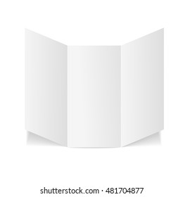 Blank Folded Leaflet White Paper Template with Three Fold. Vector illustration