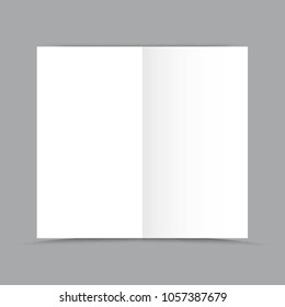 Blank folded leaflet white paper.Vector realistic opened black brochure or magazine  brochure or magazine. Vector illustration.
 Blank front view of centre pages of sketchbook or notepad template for 