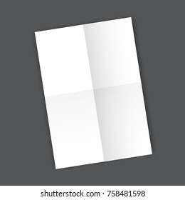 Blank folded Paper Page blank A4 mockup. Isolated