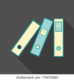 Blank folder color, include 3 files in flat style with shadow. Bend card flyer for business presentation illustration. Box for information