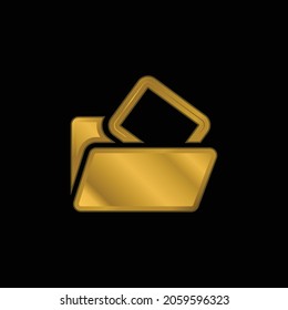 Blank Folder gold plated metalic icon or logo vector