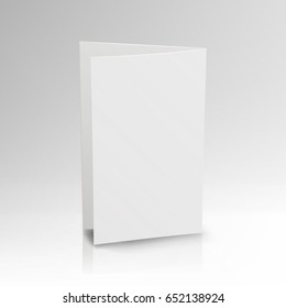 Blank Folder White Brochure. Vector 3D Mockup. Realistic Paper Brochure.  Empty Paper Mockup Illustration