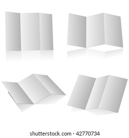 Blank folding advertising booklet isolated on white background.