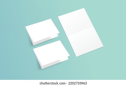 Blank Folding Paper Stationary Mockup Business Office Showcase Template