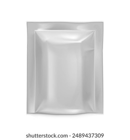 Blank Food Flexible Pouch Glossy Snack Sachet Bag. EPS10 Vector