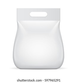 Blank Food Flexible Pouch Sachet Bag. Mock Up, Template. Illustration Isolated On White Background. Ready For Your Design. Product Packaging. Vector EPS10