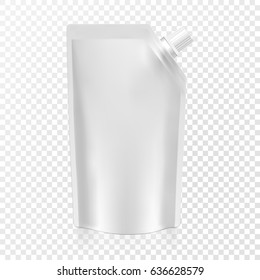 Blank Food Flexible Pouch Snack Sachet Bag. Mock Up, Template. Illustration Isolated On White Background. Ready For Your Design. Product Packaging. Vector EPS10.
