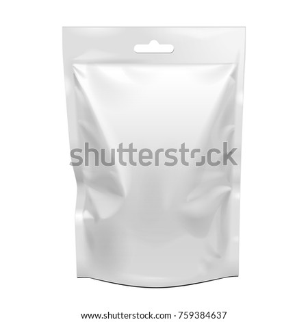 Blank Food Stand Up Flexible Pouch Snack Sachet Bag. Mock Up, Template. Illustration Isolated On White Background. Ready For Your Design. Product Packaging. Vector EPS10