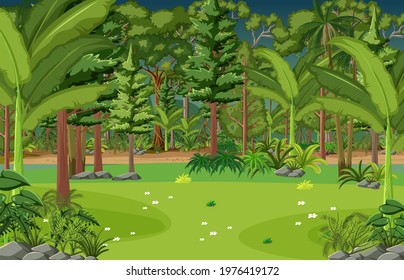 Blank forest scene with many trees illustration