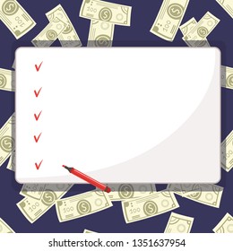 blank form on money background