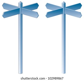Blank, four way signpost
