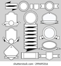 blank frame badges ribbons and labels black and white set 2, illustration eps10