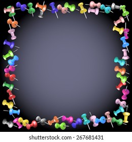 Blank frame of colored drawing pins.