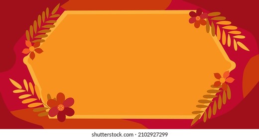 Blank Frame Decorated With Abstract Modernized Forms Flowers And Foliage. Empty Modern Border Surrounded By Multicolored Line Symbols Organized Pleasantly.