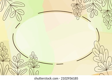 Blank Frame Decorated With Abstract Modernized Forms Flowers And Foliage. Empty Modern Border Surrounded By Multicolored Line Symbols Organized Pleasantly.