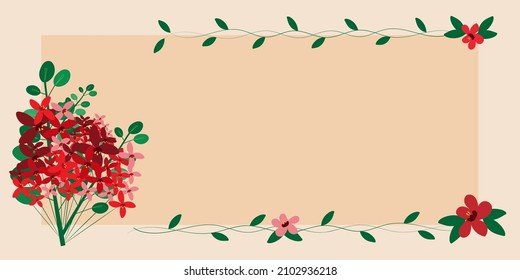 Blank Frame Decorated With Abstract Modernized Forms Flowers And Foliage. Empty Modern Border Surrounded By Multicolored Line Symbols Organized Pleasantly.