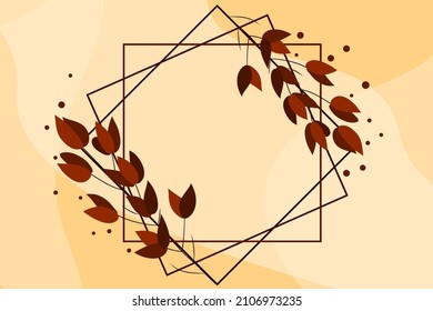 Blank Frame Decorated With Abstract Modernized Forms Flowers And Foliage. Empty Modern Border Surrounded By Multicolored Line Symbols Organized Pleasantly.