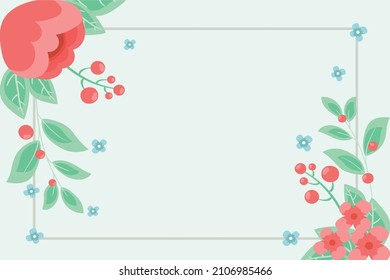 Blank Frame Decorated With Abstract Modernized Forms Flowers And Foliage. Empty Modern Border Surrounded By Multicolored Line Symbols Organized Pleasantly.