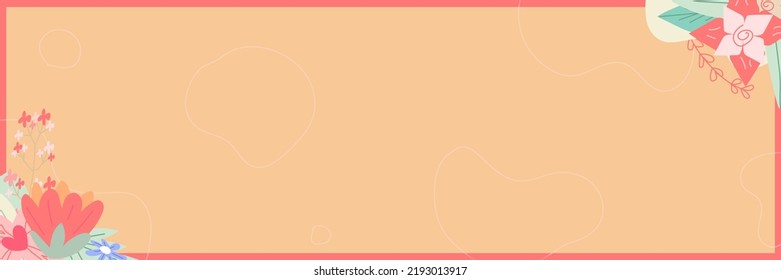 Blank Frame Decorated With Abstract Modernized Forms Flowers And Foliage. Empty Modern Border Surrounded By Multicolored Line Symbols Organized Pleasantly.