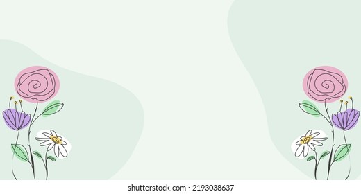 Blank Frame Decorated With Abstract Modernized Forms Flowers And Foliage. Empty Modern Border Surrounded By Multicolored Line Symbols Organized Pleasantly.