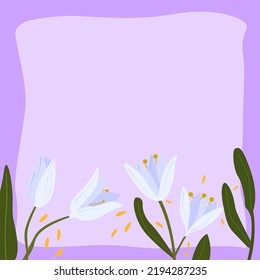 Blank Frame Decorated With Abstract Modernized Forms Flowers And Foliage. Empty Modern Border Surrounded By Multicolored Line Symbols Organized Pleasantly.