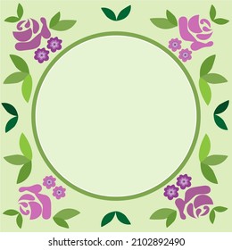 Blank Frame Decorated With Colorful Flowers And Foliage Arranged Harmoniously. Empty Poster Border Surrounded By Multicolored Bouquet Organized Pleasantly.