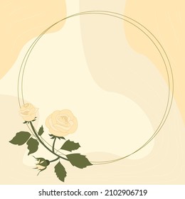 Blank Frame Decorated With Colorful Flowers And Foliage Arranged Harmoniously. Empty Poster Border Surrounded By Multicolored Bouquet Organized Pleasantly.