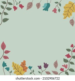 Blank Frame Decorated With Colorful Flowers And Foliage Arranged Harmoniously. Empty Poster Border Surrounded By Multicolored Bouquet Organized Pleasantly.