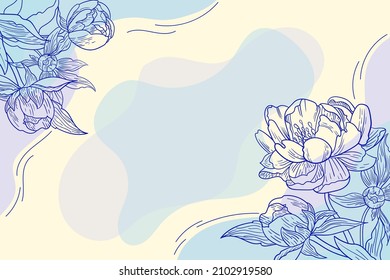 Blank Frame Decorated With Colorful Flowers And Foliage Arranged Harmoniously. Empty Poster Border Surrounded By Multicolored Bouquet Organized Pleasantly.