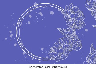 Blank Frame Decorated With Colorful Flowers And Foliage Arranged Harmoniously. Empty Poster Border Surrounded By Multicolored Bouquet Organized Pleasantly.