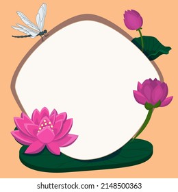 Blank frame decorated with colorful flowers and foliage arranged harmoniously. Empty poster border surrounded by multicolored bouquet organized pleasantly.