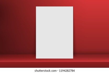Blank frame in Empty white color shelf with shadow ,Template for premium, luxury product presentation