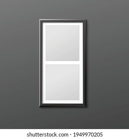 Blank frame mockup divided in two parts, realistic vector illustration isolated.