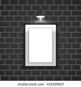 Blank frame on brick wall