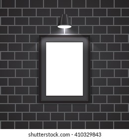 Blank frame on brick wall