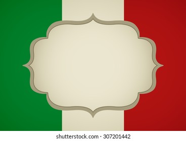 Blank frame on Italy insignia for book cover or background template